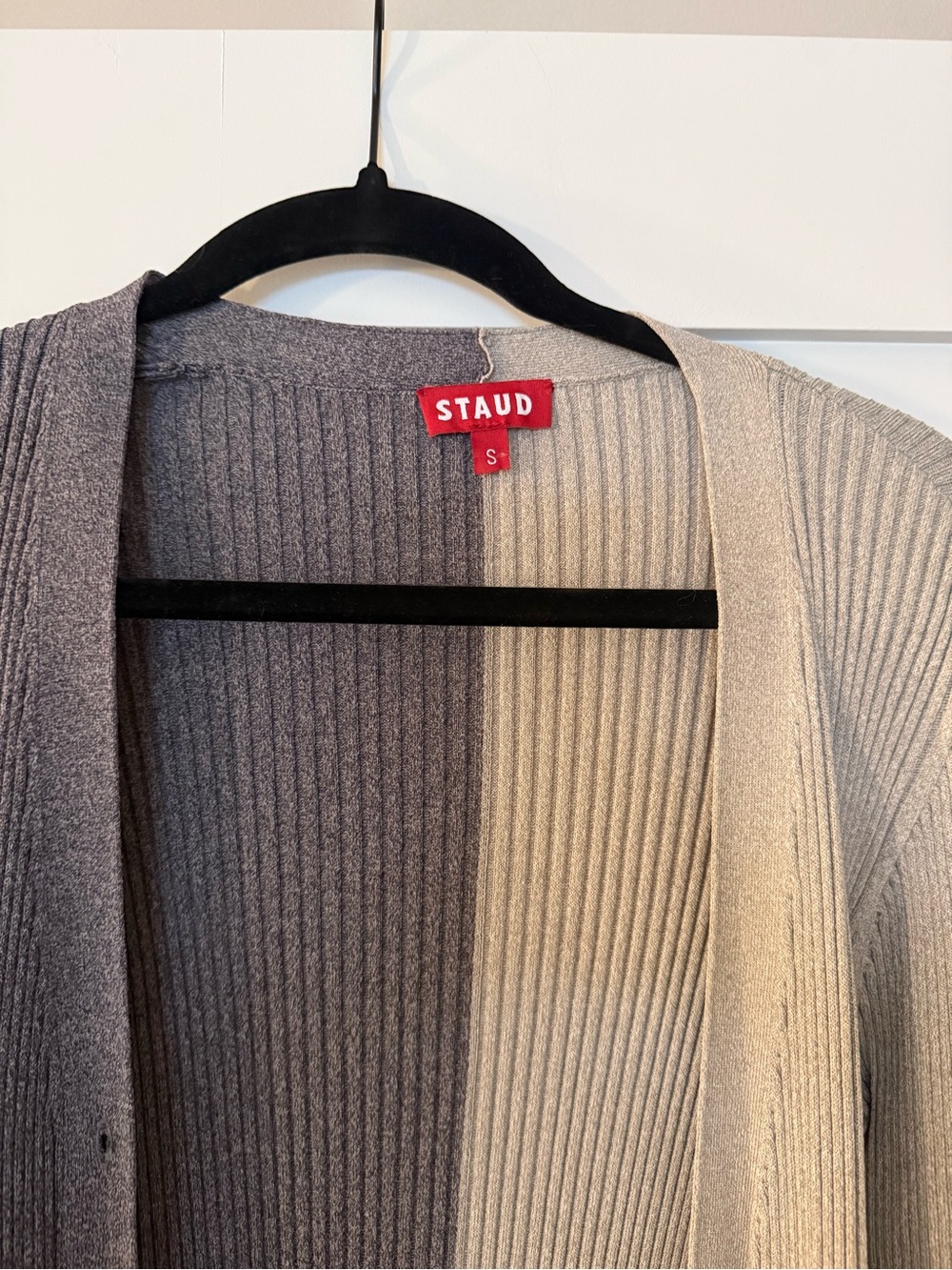 STAUD Two-Tone Long Ribbed Cardigan - Picture 2 of 3